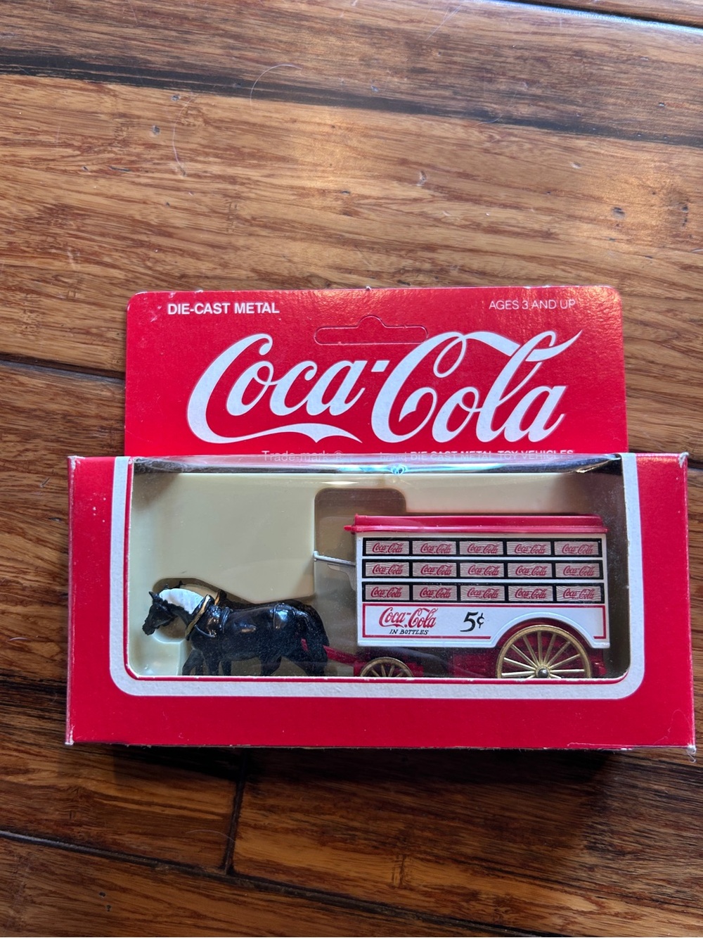 Vintage Coca-Cola die cast metal vehicle. “Horse Drawn Wagon”.